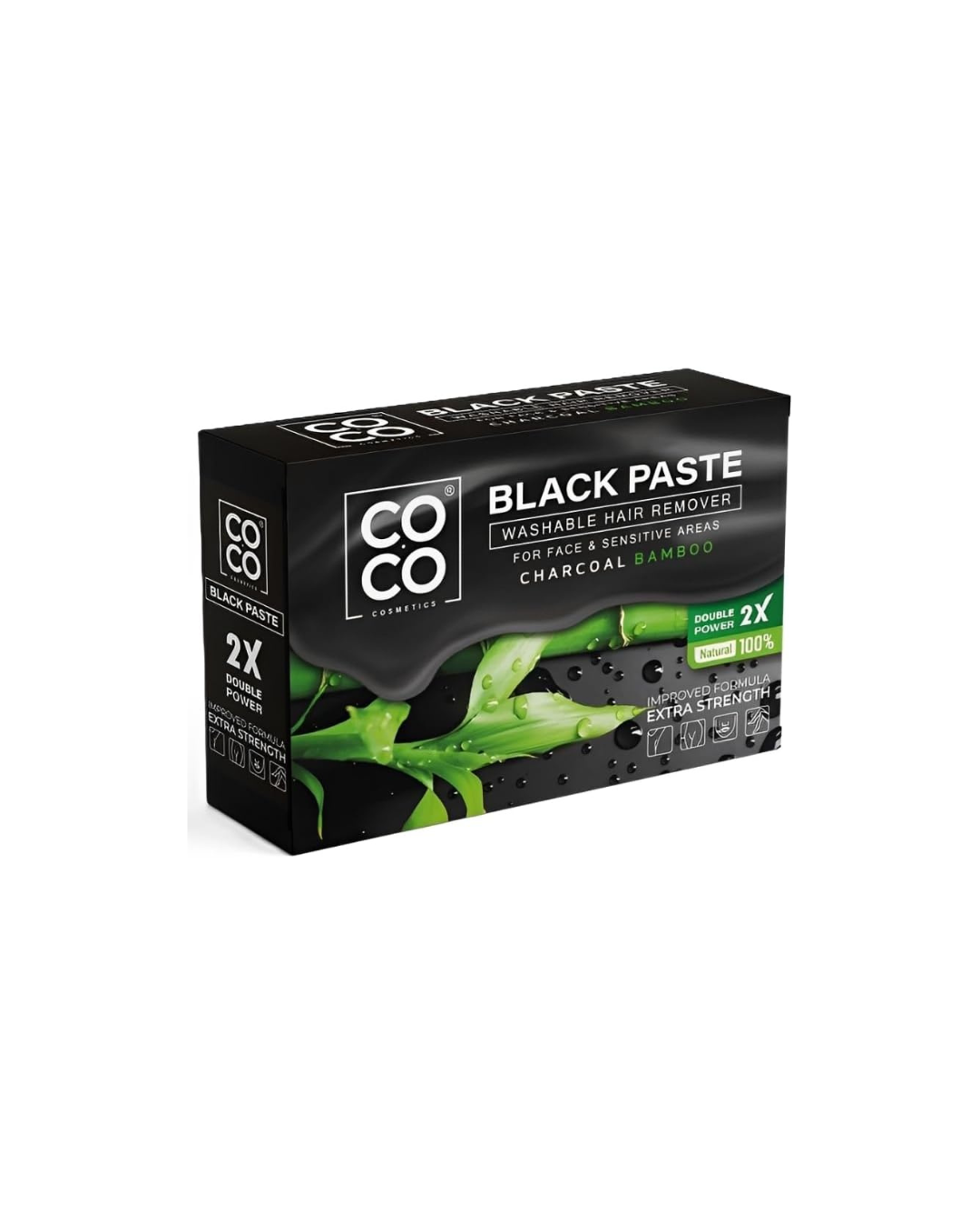 Box of COCO Black Paste washable hair remover on a white background