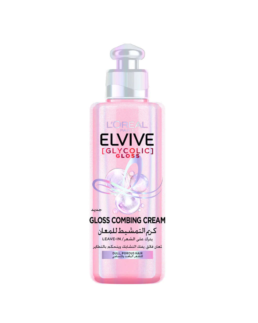L'Oreal Elvive Glycolic Gloss bottle on a white background