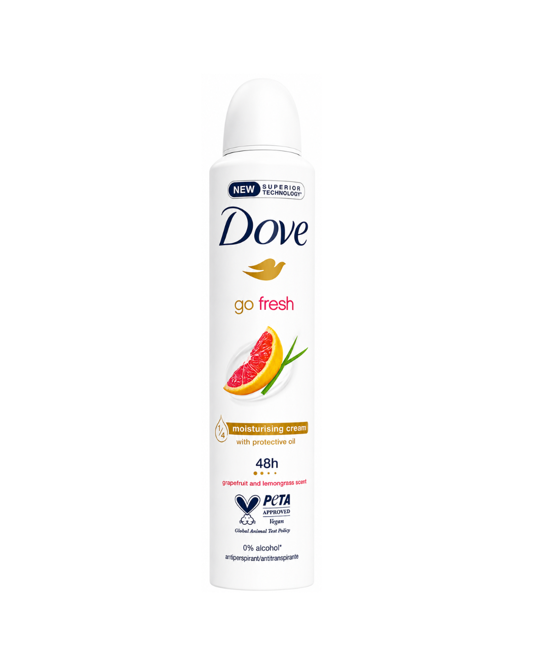 Dove go fresh deodorant spray on a white background
