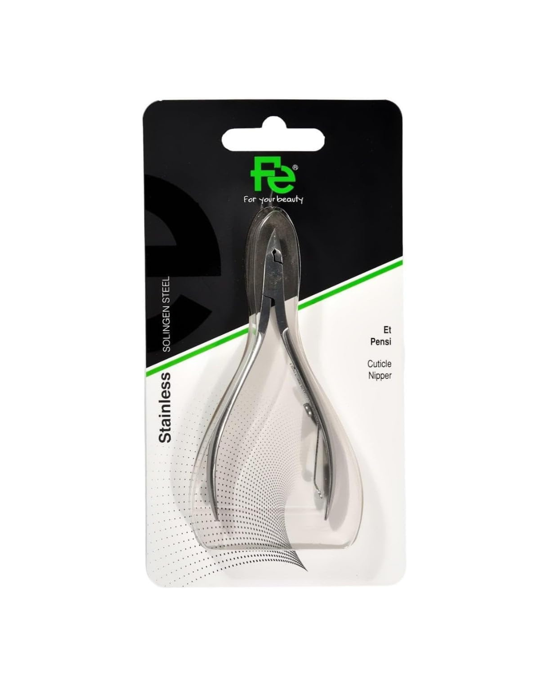 Nail clipper in packaging with FE brand on a white background