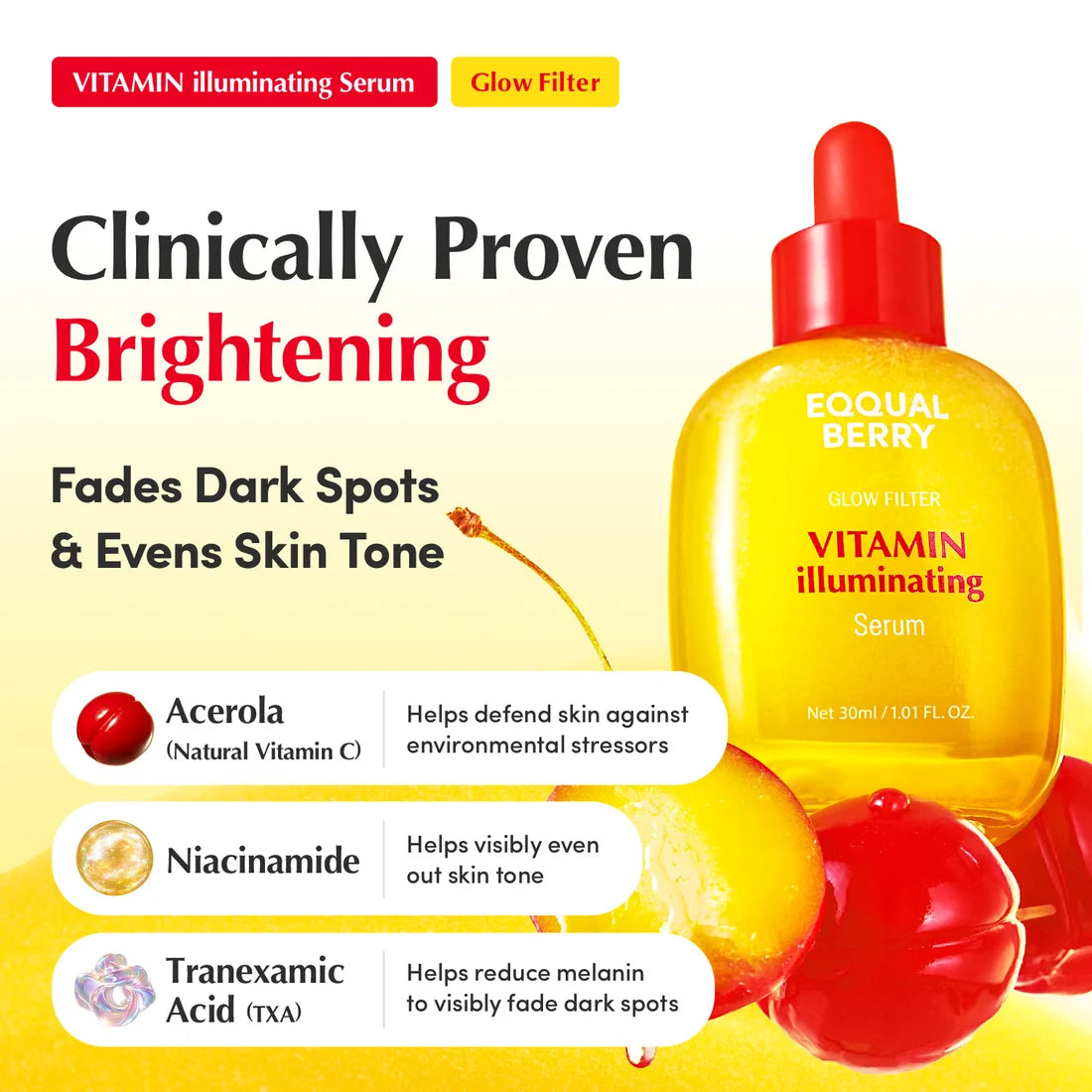 EQQUAL BERRY Deep Cera Vitamin Illuminating Serum 30 ml brightening and hydrating facial serum poster