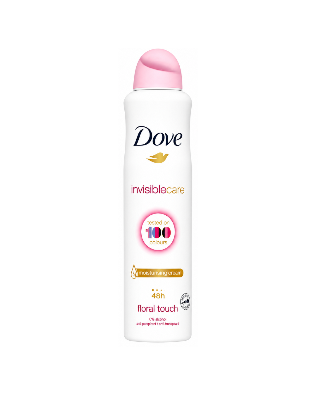 Dove invisible care deodorant spray on a white background