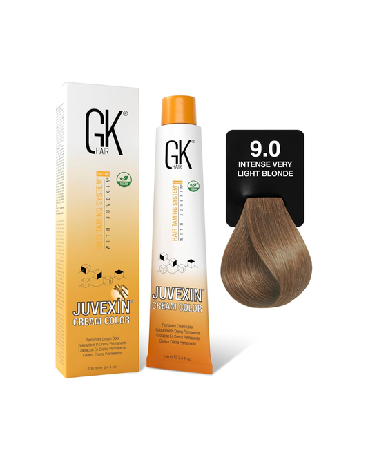 GK Hair Juvexin Cream Color with packaging and color swatch on a white background