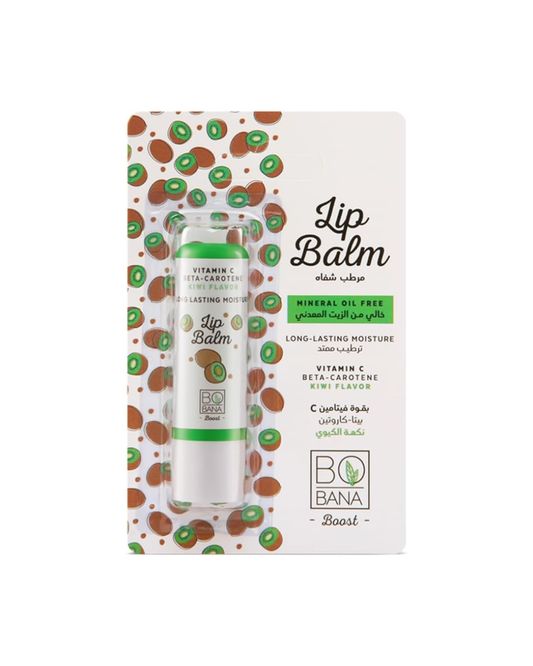 Bobana Lip balm packaging with kiwi design on a white background