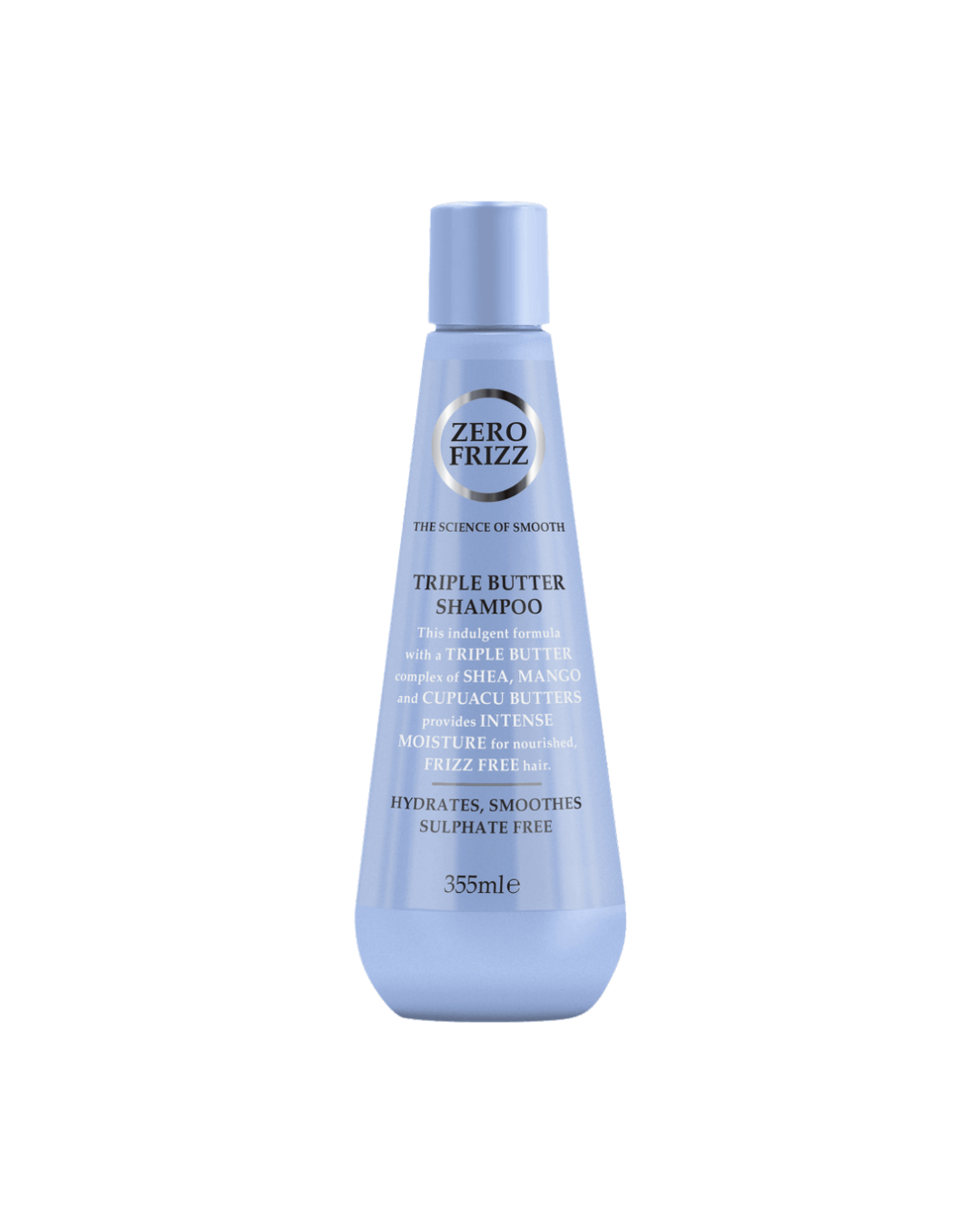 Zero Frizz shampoo bottle on a white background