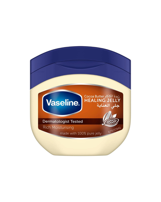 Vaseline Healing Jelly jar on a white background