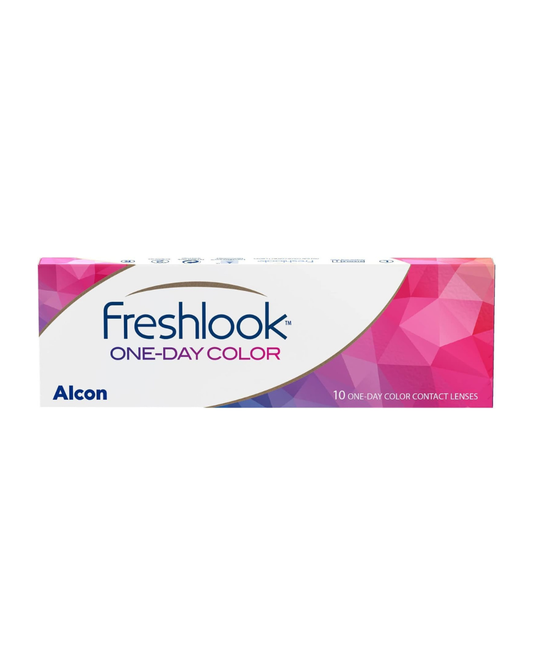 Box of Freshlook One-Day Color contact lenses on a white background