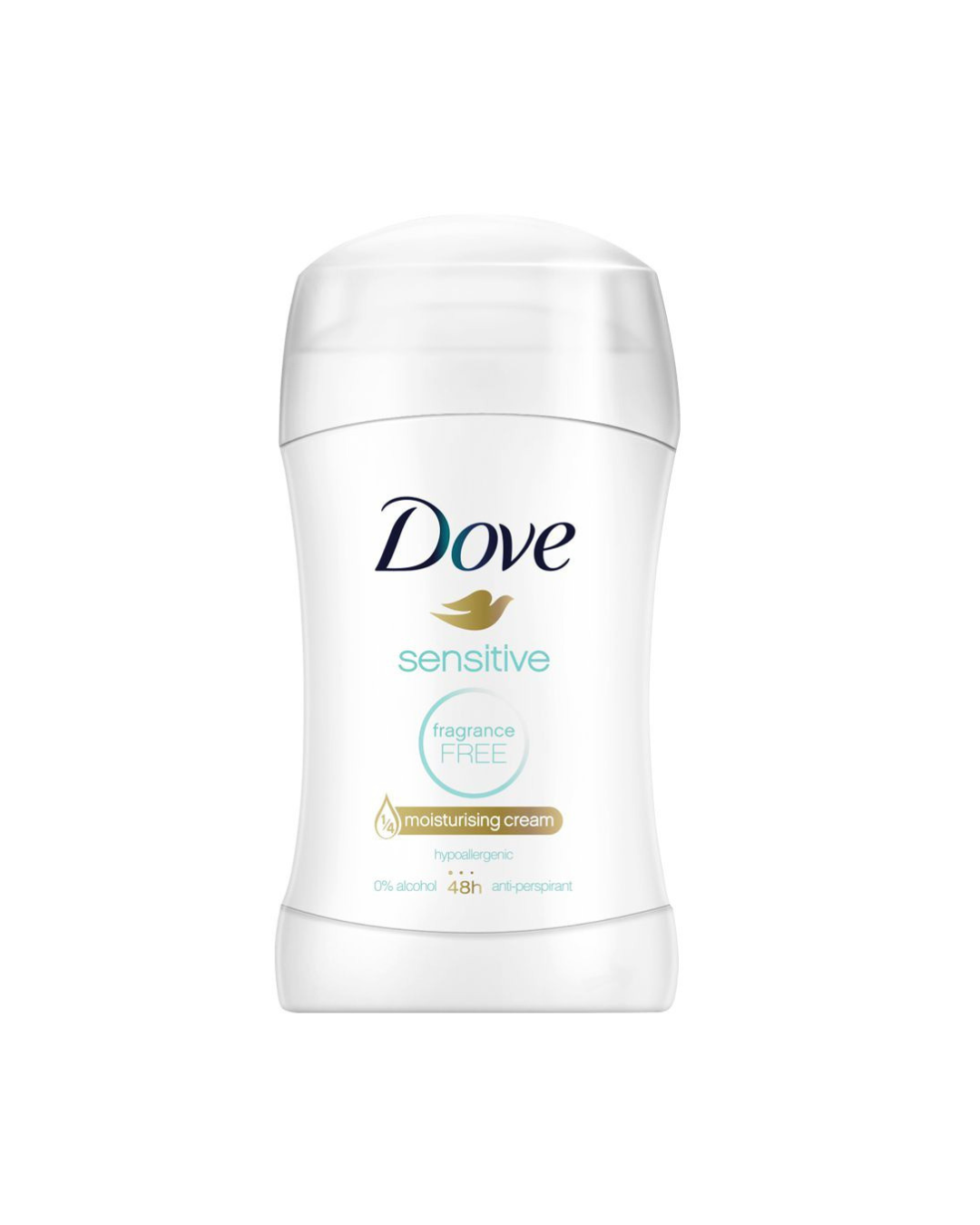 Dove sensitive deodorant stick on a white background