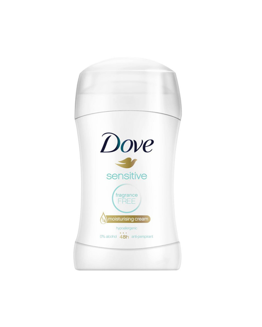 Dove sensitive deodorant stick on a white background