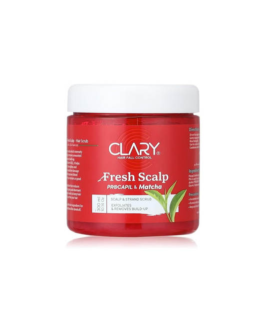Red jar of Clary Fresh Scalp product on a white background