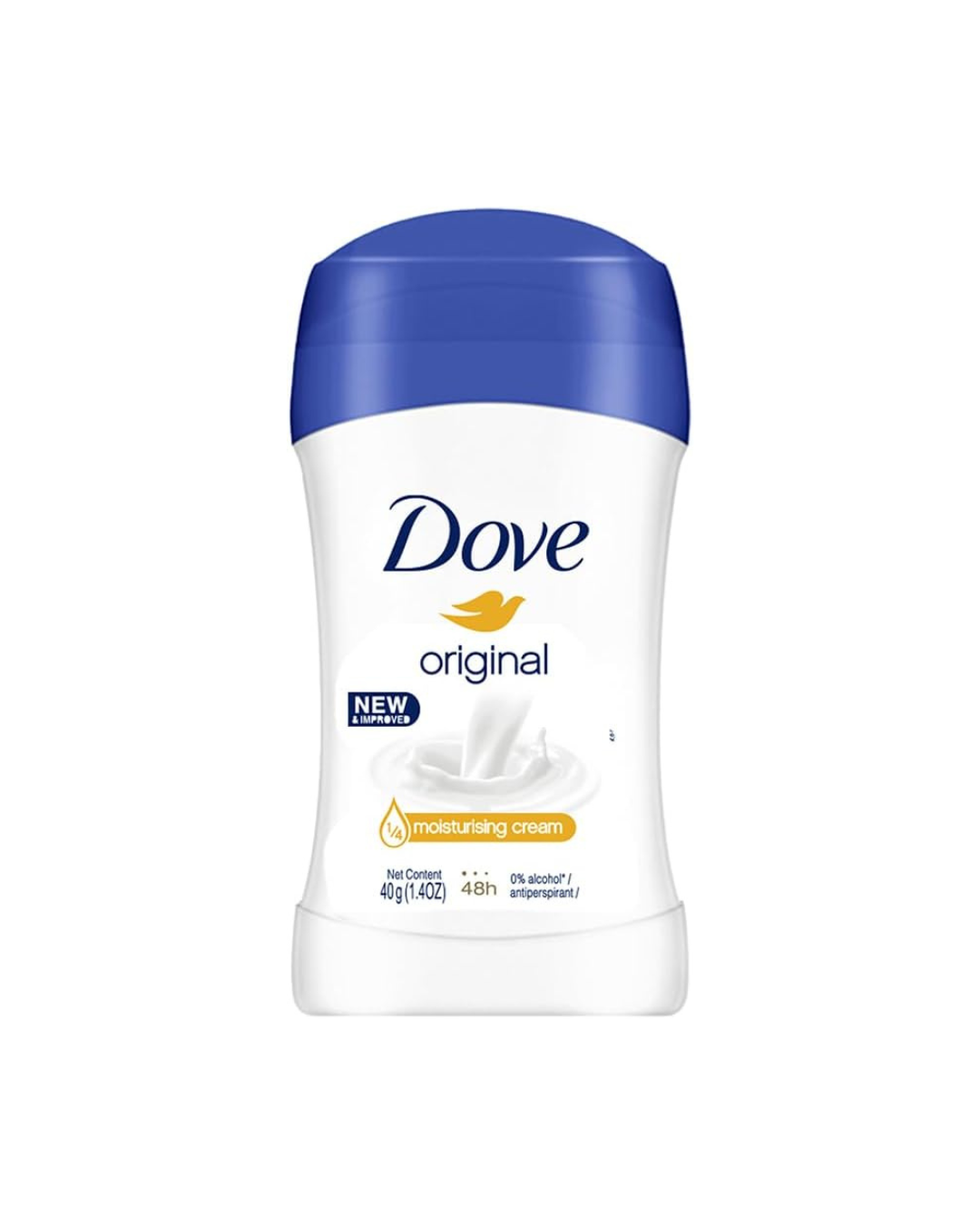 Dove original deodorant stick on a white background