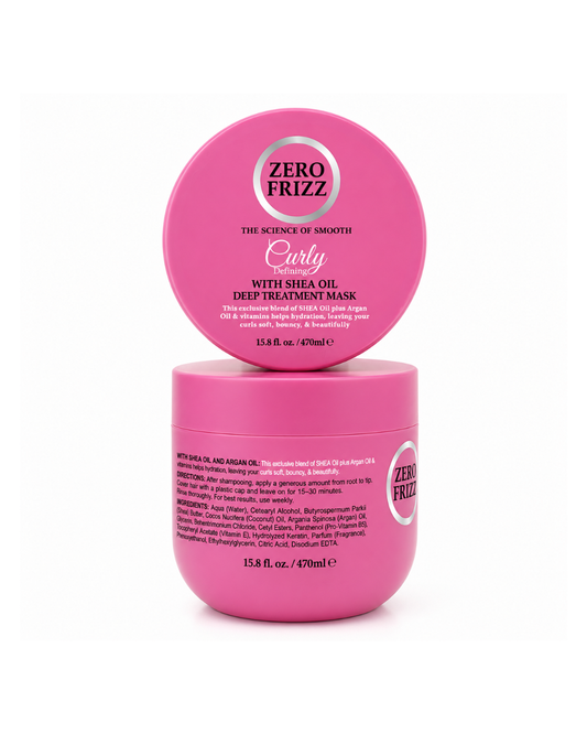 Zero Frizz pink jars on white background