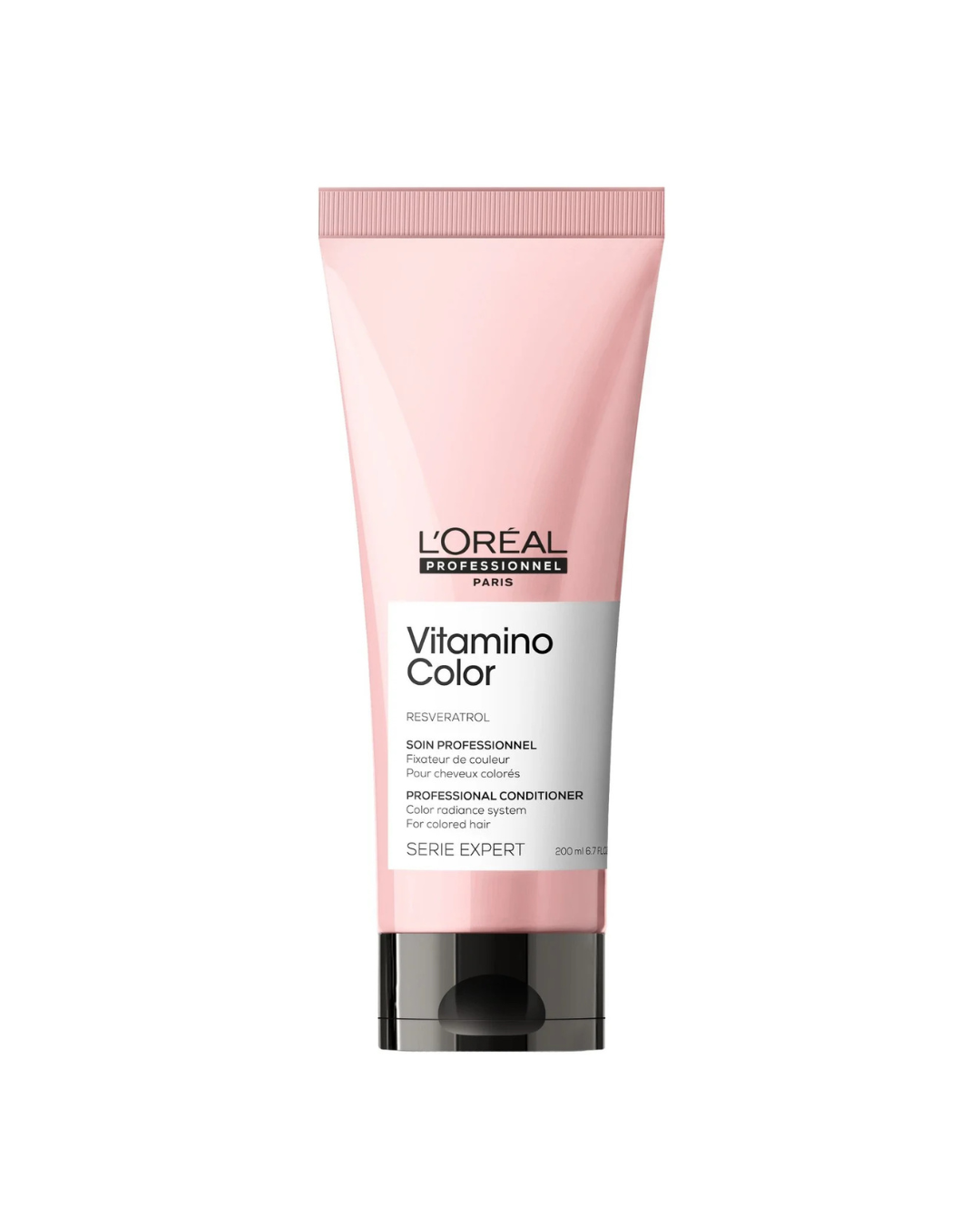 L'Oreal Vitamino Color conditioner bottle on a white background