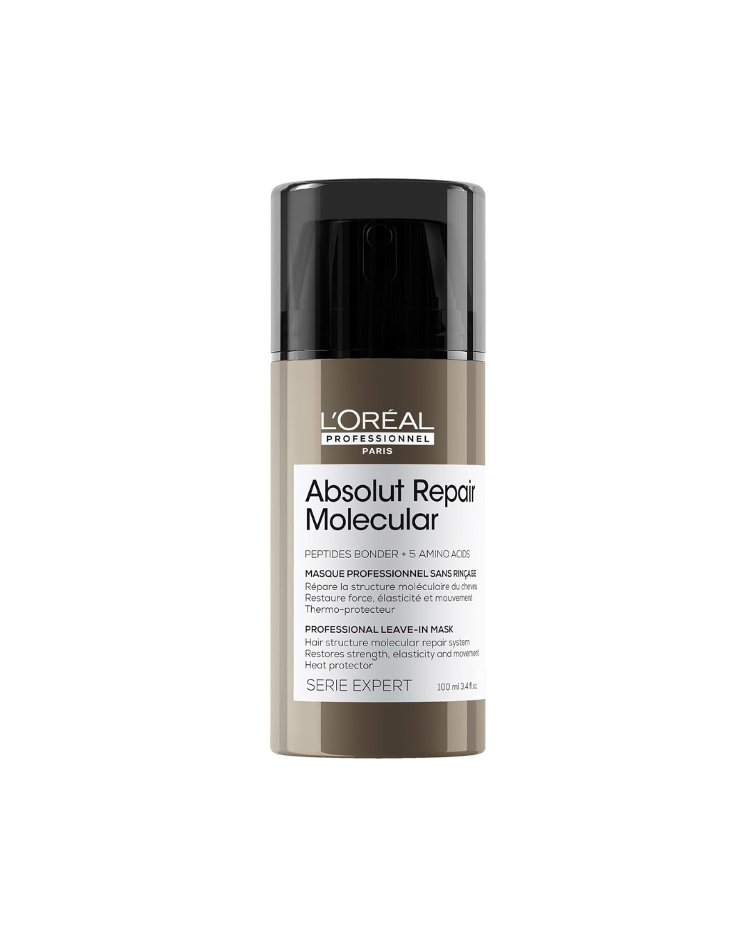 L'Oreal Paris Absolut Repair Molecular hair treatment jar on a white background