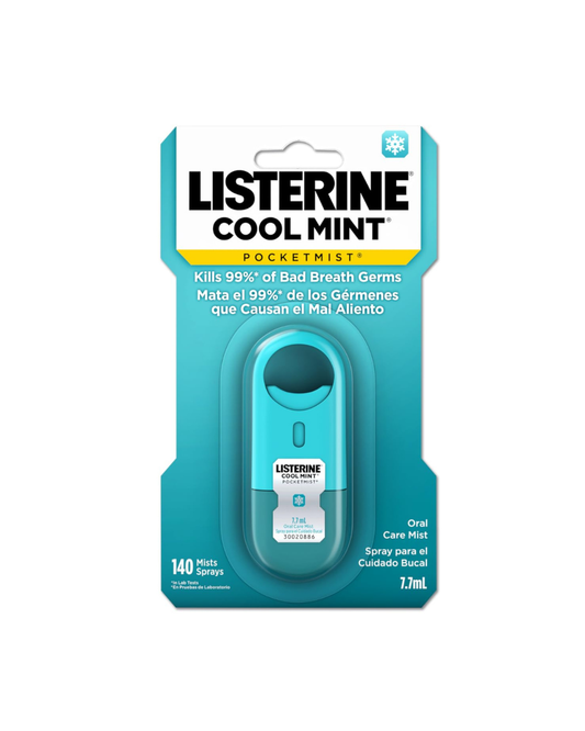 Listerine Cool Mint packaging on a white background