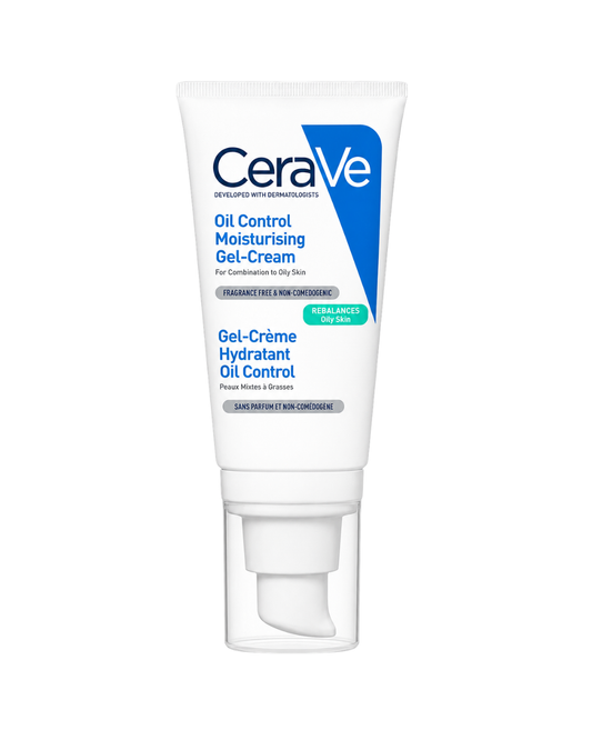 CeraVe oil control moisturizing gel-cream tube on a white background