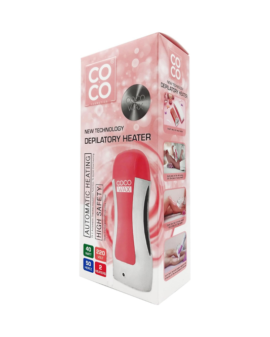 COCO Wax depilatory heater packaging on a white background