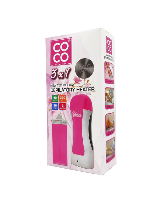 COCO Cosmetics 3-in-1 Depilatory Heater packaging on a white background