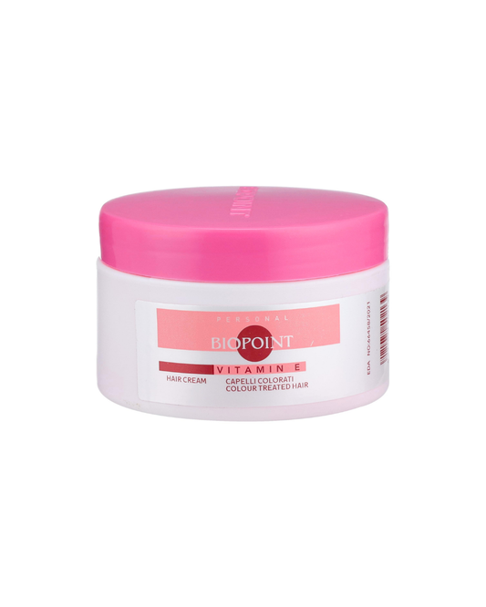 Biopoint hair care product jar with pink lid on a white background