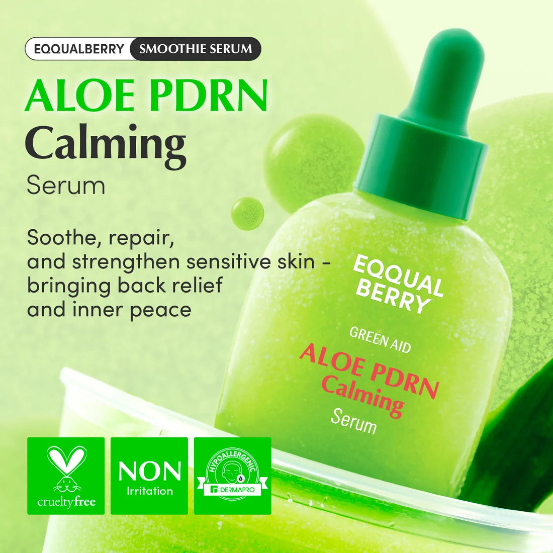 EQQUAL BERRY Green Aid Aloe PDRN Calming Serum 30 ml soothing Korean serum