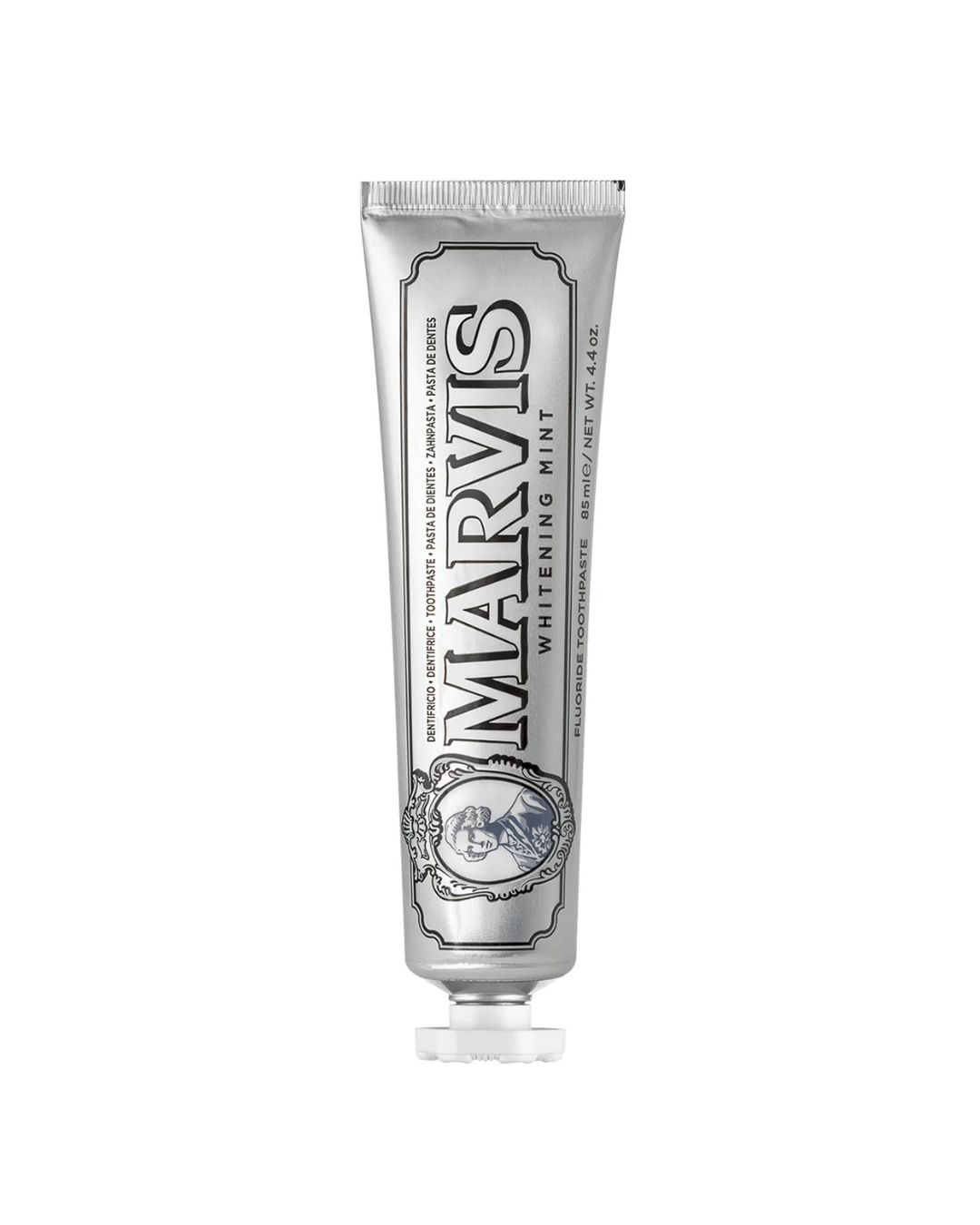 Marvis toothpaste tube on a white background