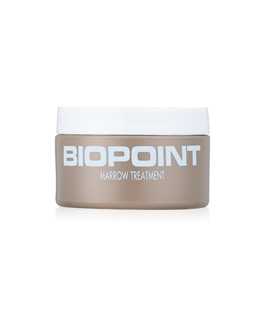 Brown jar and white lid and a BIOPOINT logo on a white background