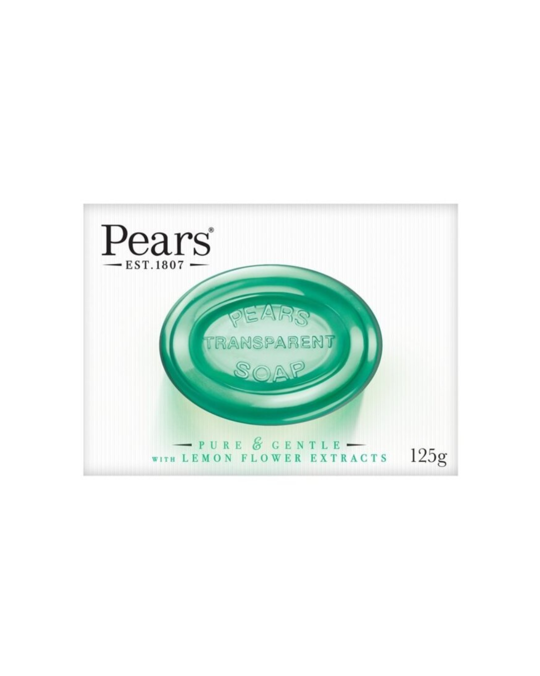 Pears transparent soap packaging on a white background