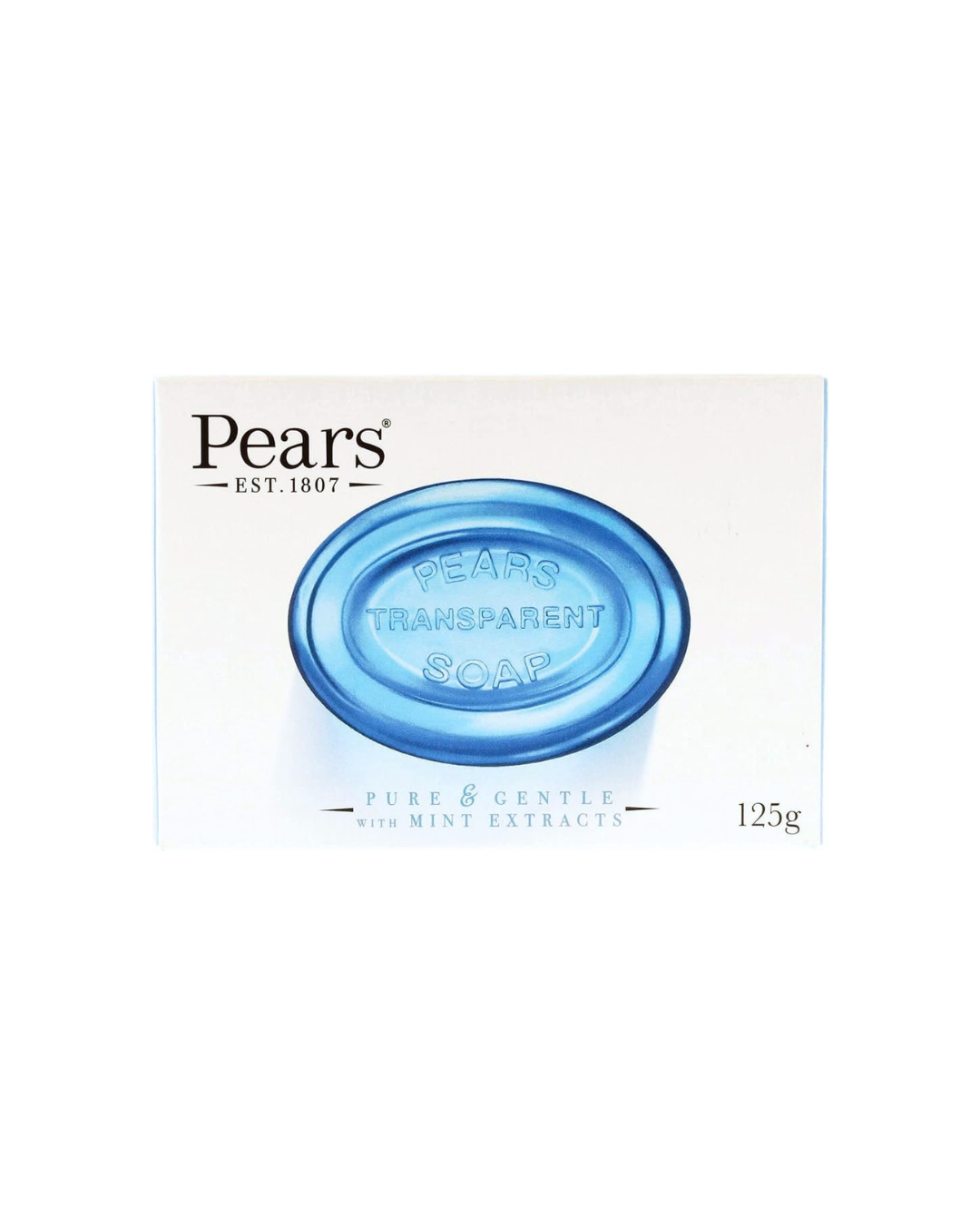 Pears transparent soap packaging on a white background