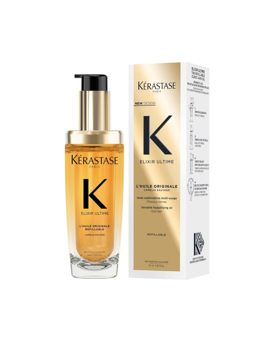 Kérastase Elixir Ultime hair oil bottle and packaging on a white background
