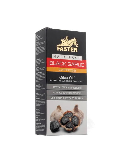 Faster Black Garlic Hair Regrowth Treatment packaging on a white background