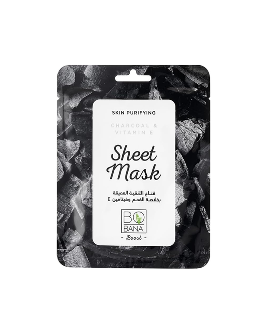 Bobana Sheet mask packaging with black and white design on a white background
