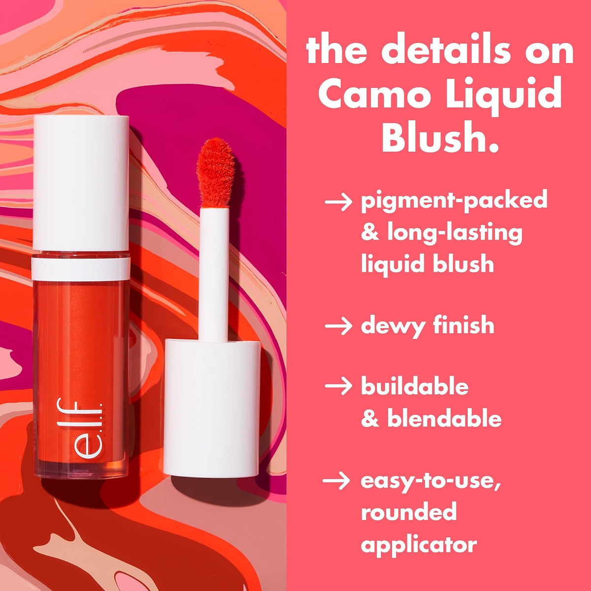 pink details post of camo liquid blush