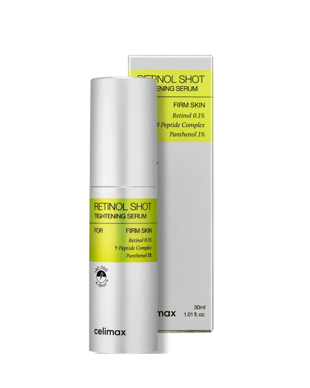 Celimax The Vita A Retinol Shot Tightening Serum 30 ml retinol serum with packaging on white background