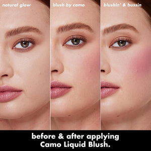 model with blush on her face