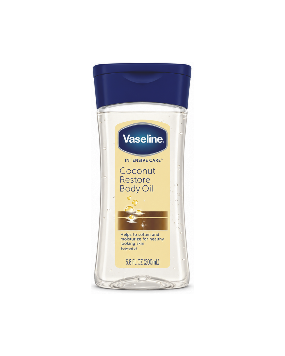 Vaseline Coconut Restore Body Oil bottle on a white background