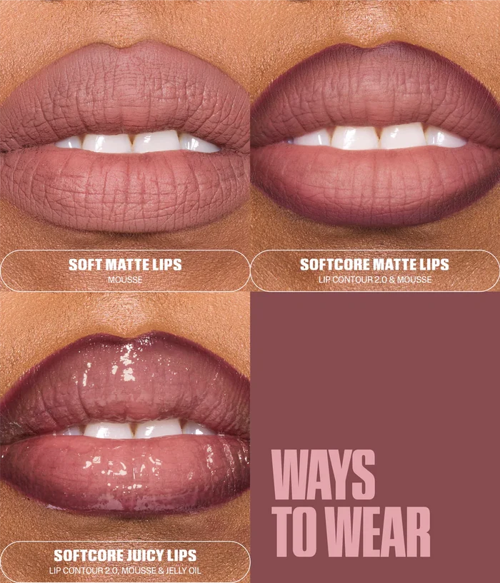 Lipstick shades on a brown background with 'Ways to Wear' text.