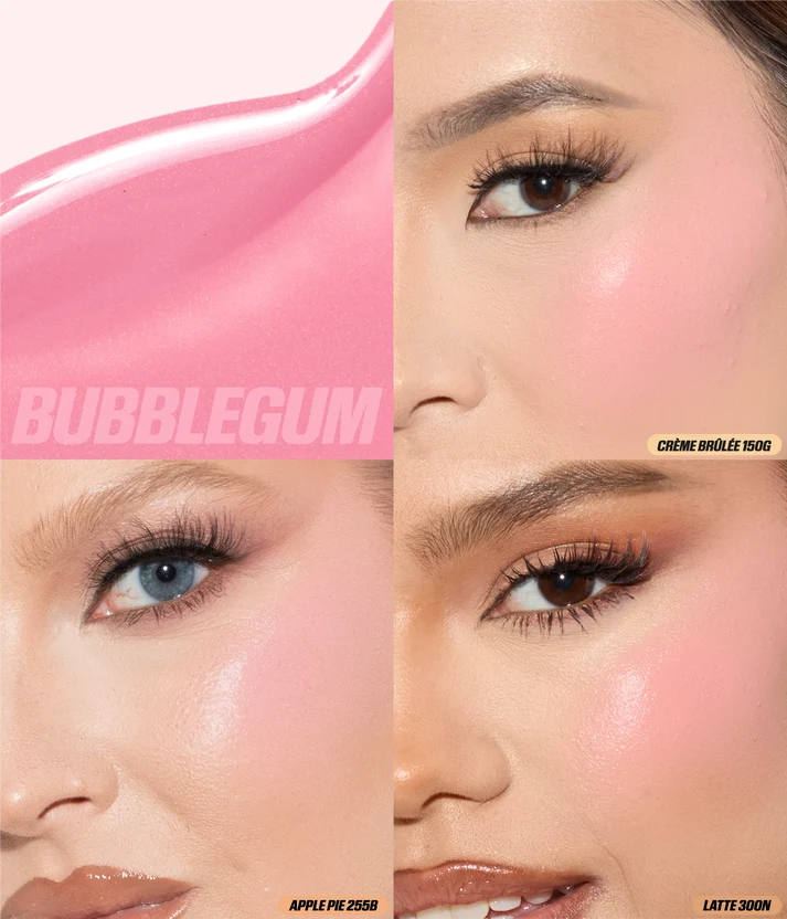 model with Huda Beauty pink Blush Filter Liquid Blush 4.5 ml soft-focus luminous liquid blush