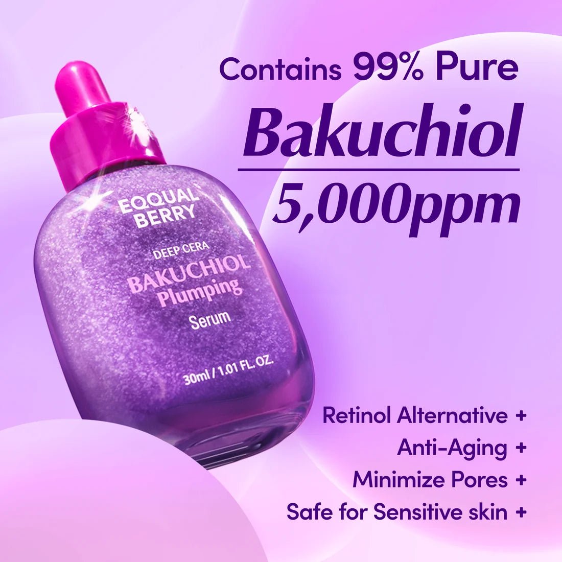 EQQUAL BERRY Deep Cera Bakuchiol Plumping Serum 30 ml with ceramides and bakuchiol