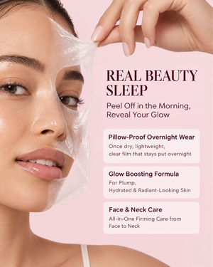 Pink Poster for Benefits of Medicube Collagen Night Wrapping Mask 75 ml overnight collagen face mask.