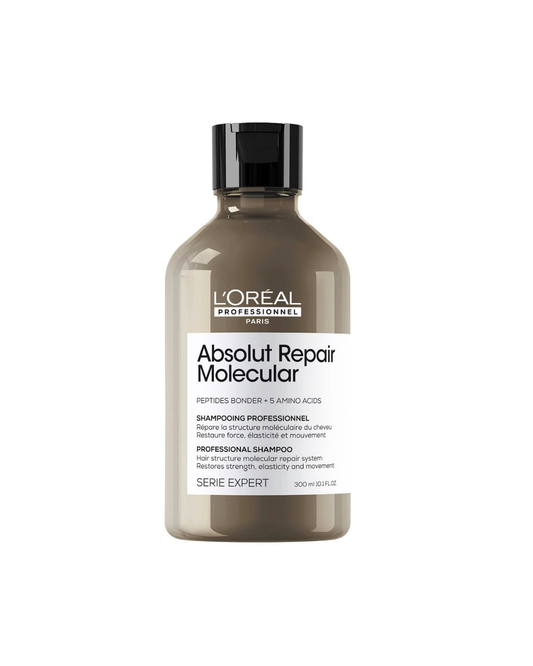 L'Oreal Absolut Repair Molecular shampoo bottle on a white background
