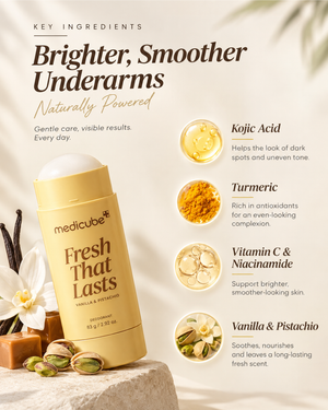 Benefit ingredient poster of Medicube Kojic Acid & Turmeric Deodorant Sweet Vanilla 83 g
