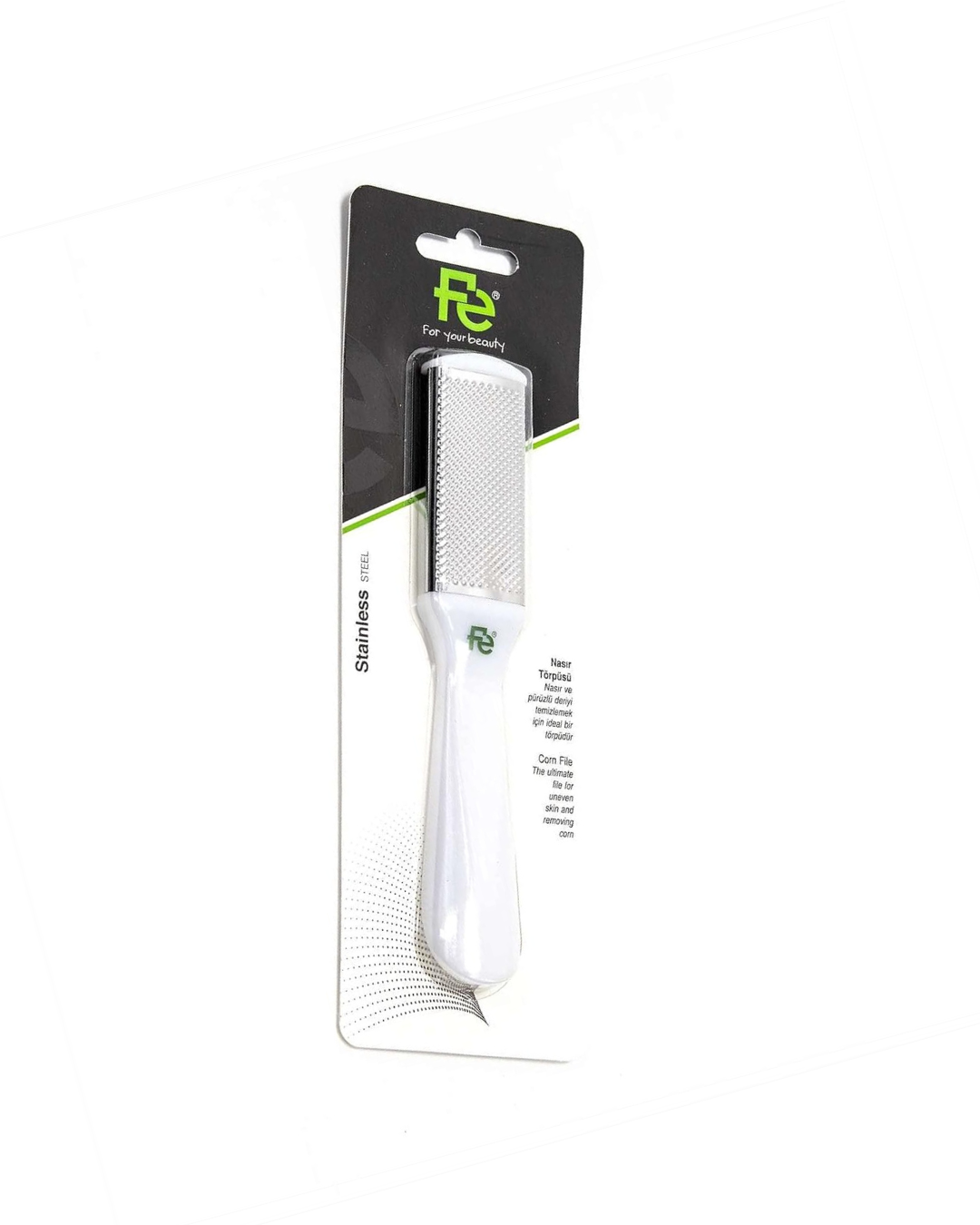 Fe White skin peeling tool with packaging on a white background