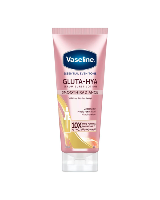 Vaseline Gluta-Hya Serum Burst Lotion in a pink squeeze tube with a clear cap, shown on a plain white background.