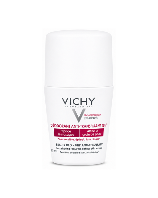 Vichy deodorant stick on a white background