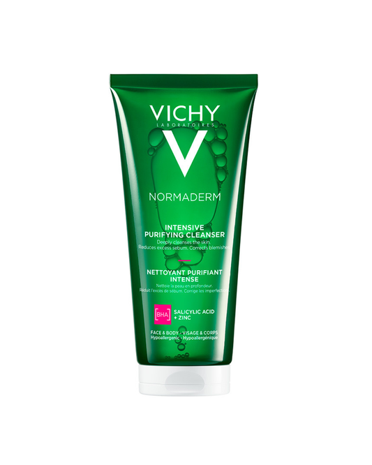 Vichy cleanser on white background